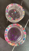 Şeffaf Renk Gülen Yüz Emoji Ve Mor Glitter Süsleme Yuvarlak Şekil Küllük El Yapımı Epoksi Hediyelik - 7