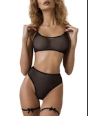 ASM1297 Kadın Siyah Elastik Fiyonklu Bacak Aksesuarı - 2