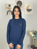 Kadın Teddy Bear Nakışlı Lacivert Triko Kazak thumbnail 7