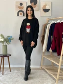 Kadın Teddy Bear Bisiklet Yaka Triko Kazak (Siyah) thumbnail 2