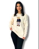Kadın Teddy Bear Bisiklet Yaka Triko Kazak (Krem) thumbnail 1