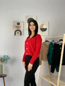 Kadın Sakallı Triko Crop Hırka(Kırmızı) thumbnail 3