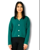 Kadın Sakallı Triko Crop Hırka(Yeşil) thumbnail 1