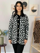 Kadın Leopar Desenli Uzun Hırka(Siyah) - 3