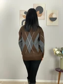 Kahve Füme Baklava Desenli Kazak thumbnail 5