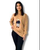 Kadın Teddy Bear Bisiklet Yaka Triko Kazak (Taş) - 1