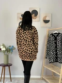 Kadın Leopar Desenli Uzun Hırka(Kahve) - 7