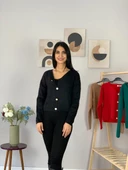 Kadın Sakallı Triko Crop Hırka(Siyah) - 5