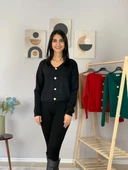 Kadın Sakallı Triko Crop Hırka(Siyah) - 4