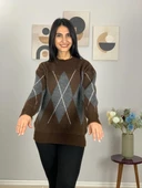 Kahve Füme Baklava Desenli Kazak thumbnail 3