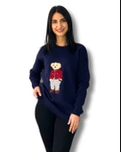 Kadın Teddy Bear Bisiklet Yaka Triko Kazak (Lacivert) thumbnail 1