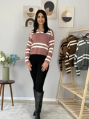 Kadın Polo Yaka Sakallı Triko Crop Kazak(Pembe) thumbnail 2