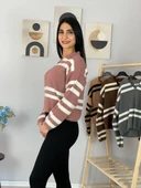 Kadın Polo Yaka Sakallı Triko Crop Kazak(Pembe) thumbnail 6