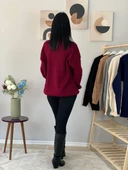 Kadın Teddy Bear Bisiklet Yaka Triko Kazak (Bordo) thumbnail 8