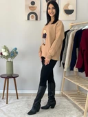 Kadın Teddy Bear Bisiklet Yaka Triko Kazak (Taş) - 7