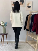 Kadın Teddy Bear Bisiklet Yaka Triko Kazak (Krem) thumbnail 8