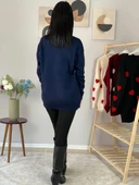 Kadın  Bisiklet Yaka Kalpli Triko Kazak (Lacivert) thumbnail 3