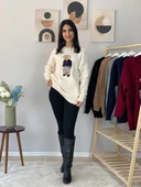 Kadın Teddy Bear Bisiklet Yaka Triko Kazak (Krem) thumbnail 6