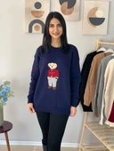 Kadın Teddy Bear Bisiklet Yaka Triko Kazak (Lacivert) thumbnail 6