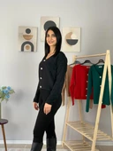 Kadın Sakallı Triko Crop Hırka(Siyah) - 2