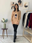 Kadın Teddy Bear Bisiklet Yaka Triko Kazak (Taş) - 2