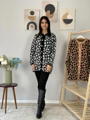 Kadın Leopar Desenli Uzun Hırka(Siyah) - 5