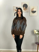 Kahve Füme Baklava Desenli Kazak thumbnail 2