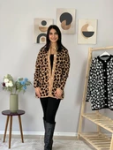 Kadın Leopar Desenli Uzun Hırka(Kahve) - 3