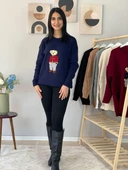 Kadın Teddy Bear Bisiklet Yaka Triko Kazak (Lacivert) thumbnail 2