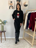 Kadın Teddy Bear Bisiklet Yaka Triko Kazak (Siyah) thumbnail 4