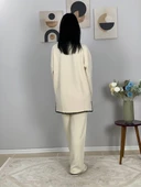 Kadın Çoban Dikişli Rahat Kesim Yarım Balıkçı YakaTriko Takım(Beyaz) thumbnail 4