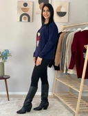 Kadın Teddy Bear Bisiklet Yaka Triko Kazak (Lacivert) thumbnail 3