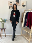 Kadın Teddy Bear Bisiklet Yaka Triko Kazak (Siyah) thumbnail 7