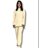 Kadın Çoban Dikişli Rahat Kesim Yarım Balıkçı YakaTriko Takım(Beyaz) thumbnail 1