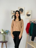 Kadın Sakallı Triko Crop Hırka(Taş) thumbnail 2