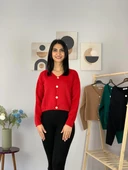 Kadın Sakallı Triko Crop Hırka(Kırmızı) thumbnail 4