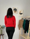 Kadın Sakallı Triko Crop Hırka(Kırmızı) thumbnail 5