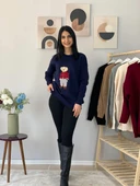 Kadın Teddy Bear Bisiklet Yaka Triko Kazak (Lacivert) thumbnail 4