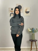 Kadın Füme Pinterest Model Kol Yırtmaçlı Balıkçı Yaka Triko Kazak thumbnail 5