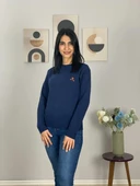 Kadın Teddy Bear Nakışlı Lacivert Triko Kazak thumbnail 2