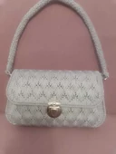 Yeni Beyaz Renk Kanvas Model Şık ve Dayanıklı Tasarım El Örgüsü Kadın Çanta thumbnail 1