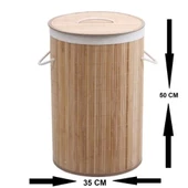 DecoHandy Yuvarlak Bambu Kirli Sepeti - 4