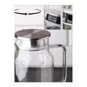 1500 ml Borosilikat Cam Su Sürahisi - Metal Kapaklı ve Isıya Dayanıklı thumbnail 2