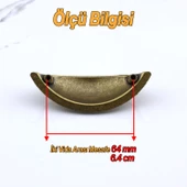 Midye Çanak Tas 64 mm Eskitme Antik Sarı Mobilya Mutfak Dolabı Çekmece Dolap Kulpları Kulpu Kulb thumbnail 4