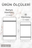 4'lü Greek Havlu Set %100Pamuk - 2 Adet El Havlusu 50x90 ve 2 Adet Banyo Havlusu 70x140 - 5