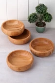 Balsa Bambu Yuvarlak 4'lü Çerezlik Kase 9 cm - 1