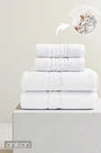 4'lü Greek Havlu Set %100Pamuk - 2 Adet El Havlusu 50x90 ve 2 Adet Banyo Havlusu 70x140 - 1