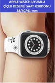 ZETCONCEPT Apple Watch 4 5 6 7 8 9 10 Se 38 40 41mm Çiçek Desenli Kordon Kayış Kaliteli Silikon Bileklik - 4