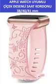 ZETCONCEPT Apple Watch 4 5 6 7 8 9 10 Se 38 40 41mm Floral Çiçek Desenli Kordon Kayış Kaliteli Silikon Bileklik - 1
