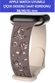 ZETCONCEPT Apple Watch 4 5 6 7 8 9 10 Se 38 40 41mm Kelebek Gül Desenli Kordon Kayış Kaliteli Silikon Bileklik - 1
